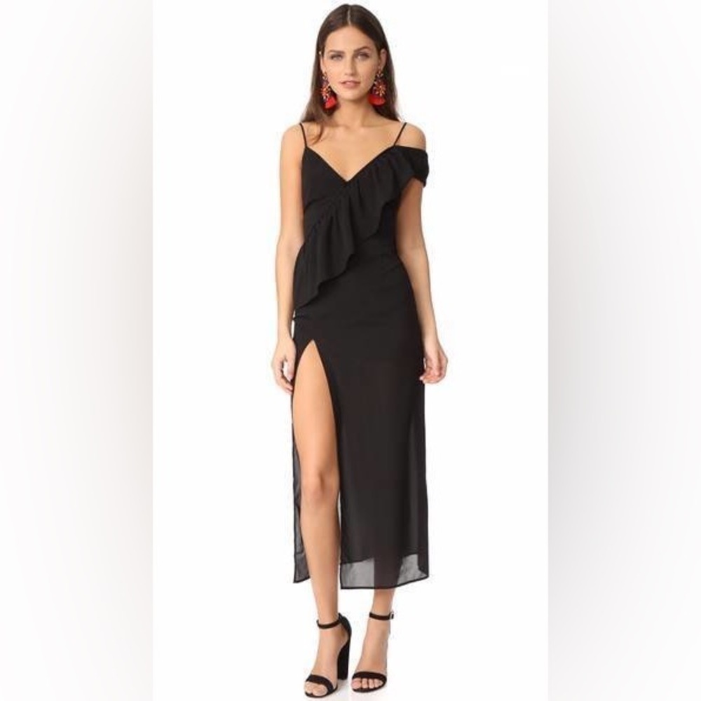 For Love & Lemons Flamenco Maxi Off The Shoulder Dress In Black Women's Small